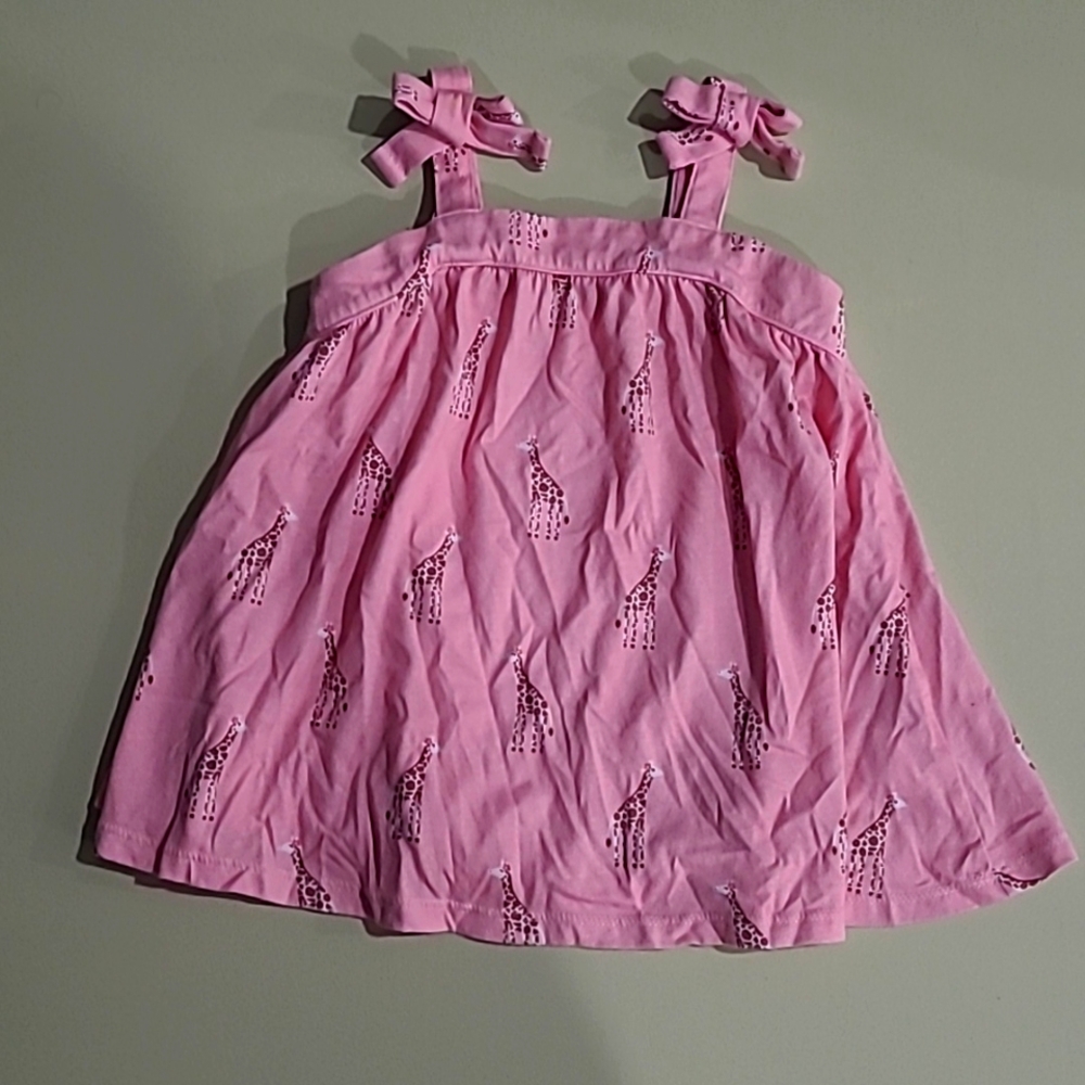 9 month baby girls pink tank top with giraffe on it.